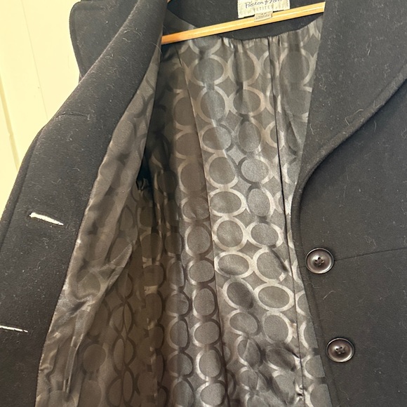 Preston & York Elegant Black Wood Pea Coat - Picture 5 of 7